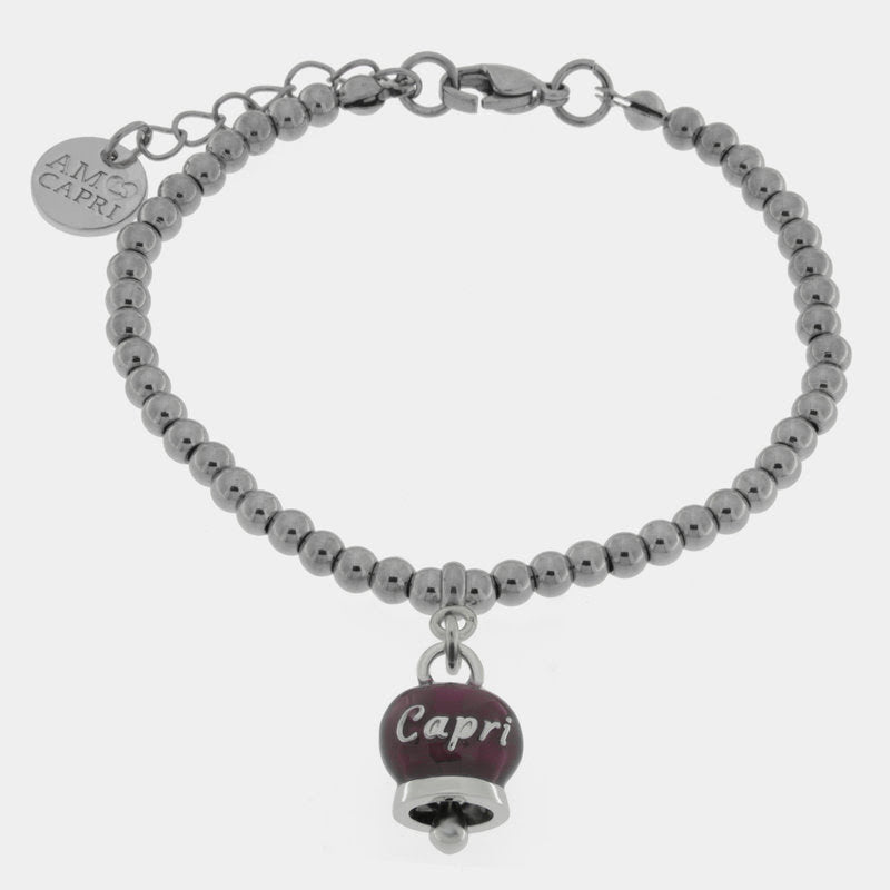 Br. Amocapri sfere e campanella scritta Capri - bracciale - AMO CAPRI
