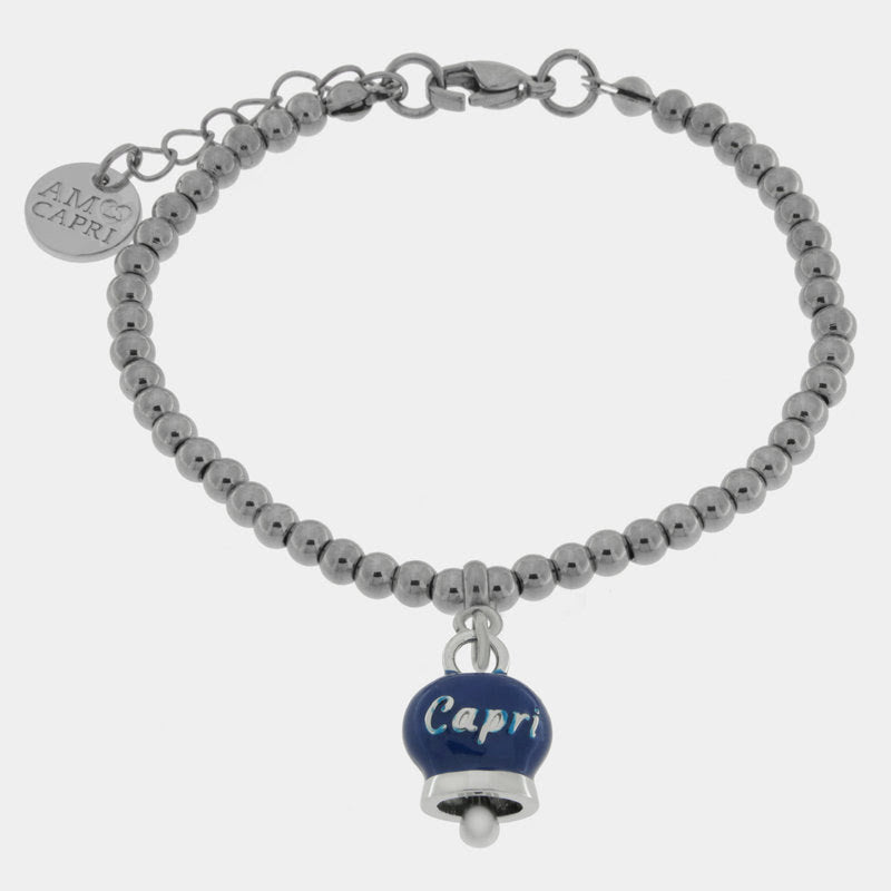 Br. Amocapri sfere e campanella scritta Capri - bracciale - AMO CAPRI