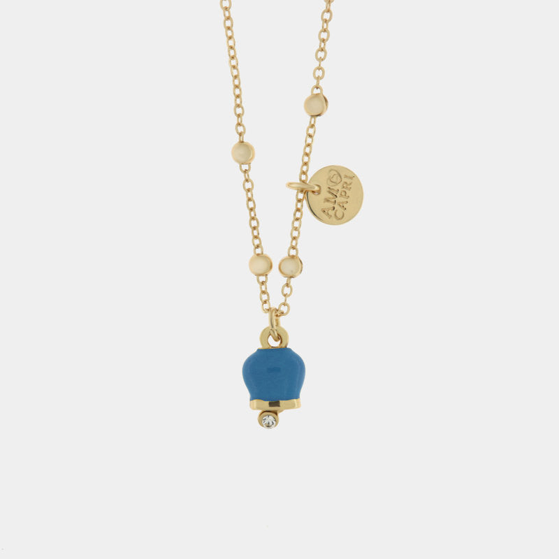 coll. Amocapri con campanella liscia e zirc. - collana con ciondolo - AMO CAPRI