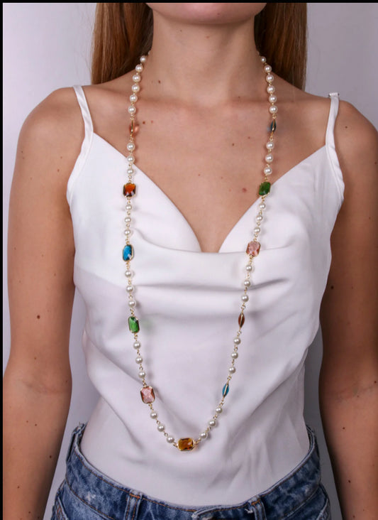 Coll.  Amovenezia  cris. e perle - collana - amo venezia