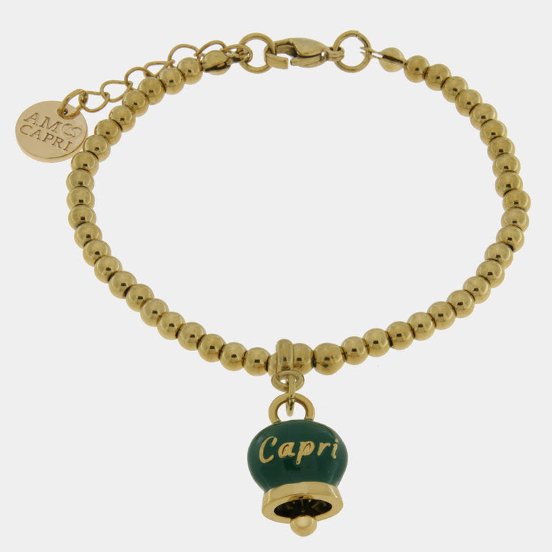 Br. Amocapri sfere e campanella scritta Capri - bracciale - AMO CAPRI