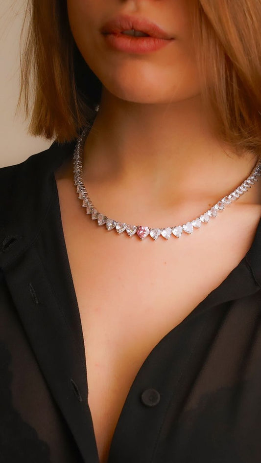 GIROCOLLO CON CUORI ARGENTO 925%