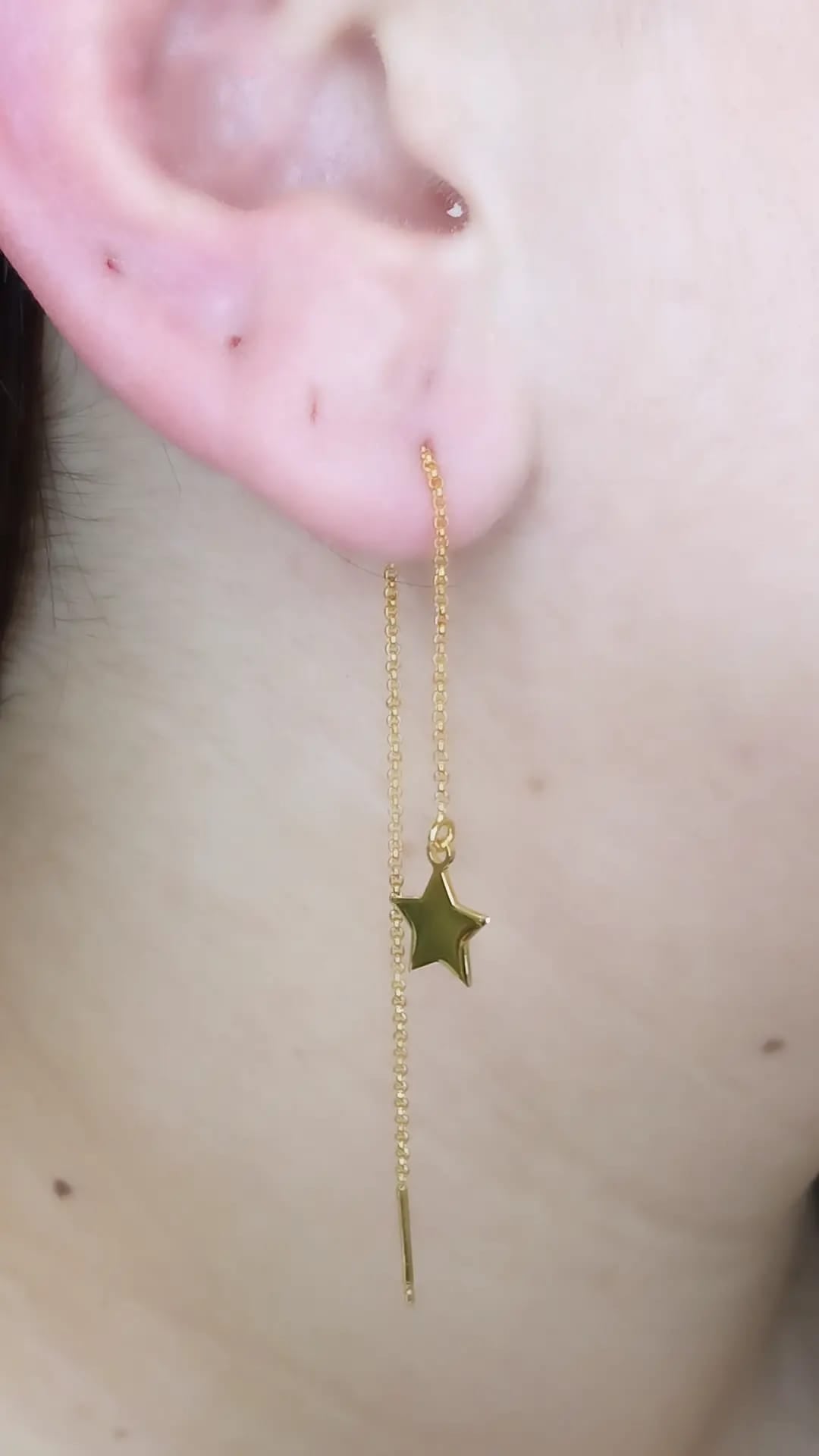 MONO ORECCHINI CON STELLA E CUORE SALIESCENDI