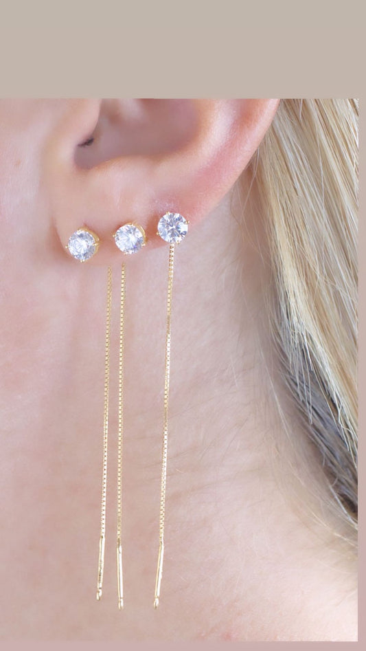 MONO ORECCHINI CON ZIRCONE SALIESCENDI ARGENTO 925%