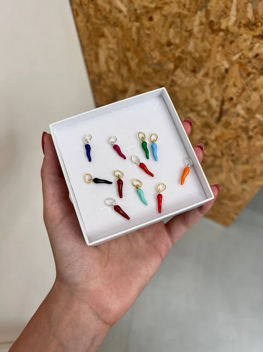 CORNI PORTA FORTUNA SMALTATI ARGENTO 925%