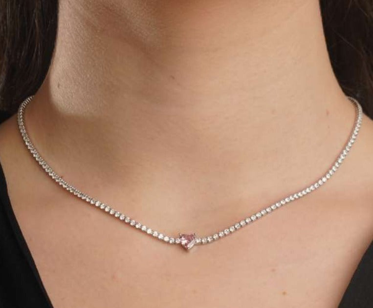 COLLANA CON CUORE ZIRCONATO IN ARGENTO 925%