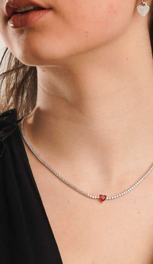 COLLANA CON CUORE ZIRCONATO IN ARGENTO 925%