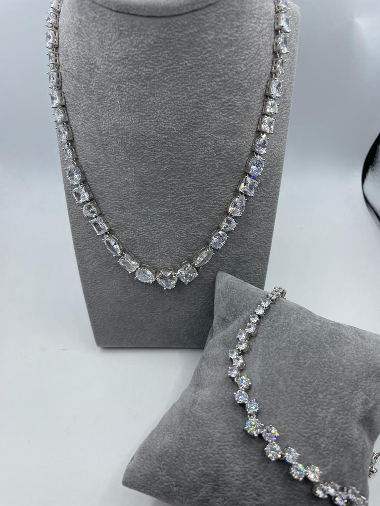 COLLIER E BRACCIALE MILEDY ARGENTO 925%