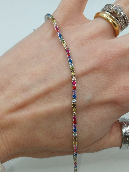 TENNIS MULTICOLOR 2MM ARGENTO 925%