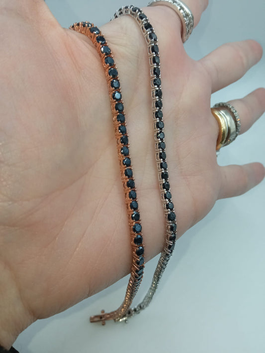 TENNIS 3MM NERO ARGENTO 925%